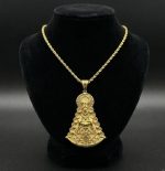 Medalla virgen del Rocío grande + Cordón 4 *60cm , acero 316L Chapado oro 18k.