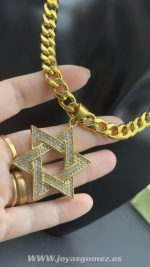 Colgante estrella de David -cadena 9*60cm, acero 316 L chapado oro 18k