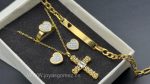 Conjunto de comunión niña, acero 316 L chapado oro 18k