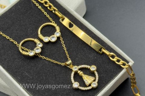 Conjunto MUJER , acero 316 L chapado oro 18k