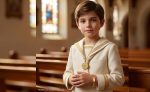 Conjunto de comunión niño, acero 316 L chapado oro 18k - Imagen 2