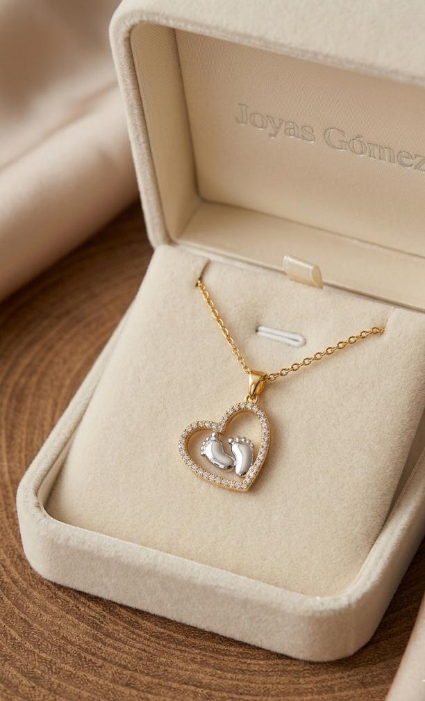 WhatsApp Image 2026-03-26 at 12.47.25 Gargantilla corazón con huellas de bebé ,acero 316L chapado oro 18k - Imagen 1