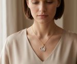 Gargantilla corazón con huellas de bebé ,acero 316L chapado oro 18k - Imagen 2