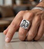 Sello liso foto grabado Láser,tallas 16-18-20-22-26-30-33 (solo foto de 1 o 2 persona)-acero 316L