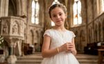 Conjunto de comunión niña, acero 316 L chapado oro 18k - Imagen 2