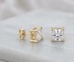 Pendientes circón,acero 316L chapado oro 18k