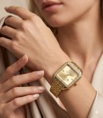 Reloj esfera dorada circonitas ,acero 316L chapado oro 18k- PROMOCIÓN- - Imagen 2