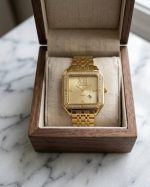 Reloj esfera dorada circonitas ,acero 316L chapado oro 18k- PROMOCIÓN-