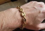 Pulsera granos café, 11mm *21cm,acero 316L, chapado oro 18k - Imagen 2