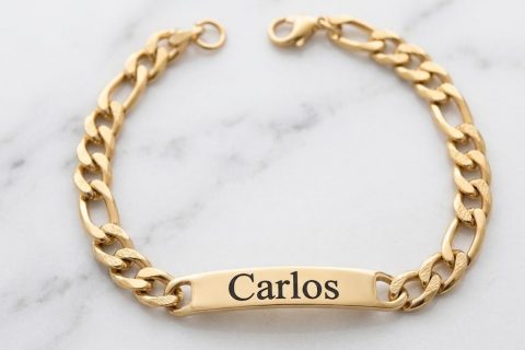 Esclava 21cm*7 mm, acero 316L chapado oro 18k