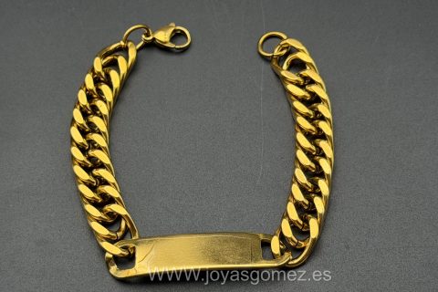 Esclava, acero 316L Chapado oro 18k, 12MM grueso-21cm largo- grabado láser