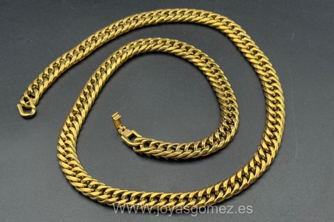Cadena cubana 10 mm*60cm ,acero 316 L chapado oro 18k