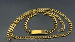 Cadena cubana 6 mm*60cm y esclava 8mm* 21cm, acero 316L, chapado oro 18k