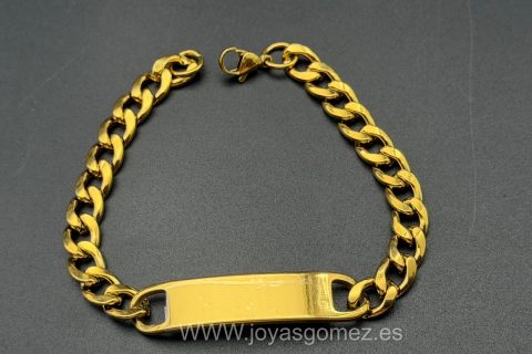 Esclava, acero 316L Chapado oro 18k, 8MM grueso-21cm largo- grabado láser