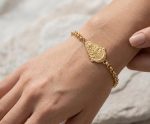 Pulsera virgen del Rocío,4mm 17-22 cm ajustable, acero 316L chapado oro 18k - Imagen 2