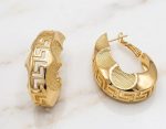 Argollas greca 3.5 cm,acero 316L chapado oro 18k