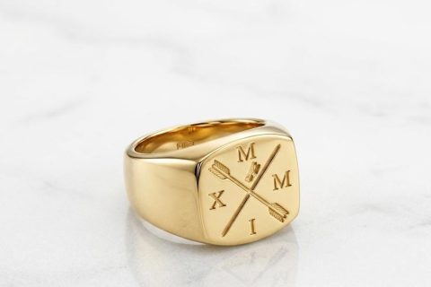 Sello talla 22 acero 316L chapado oro 18k
