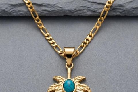Cadena 4*60cm y colgante hoja de Maria, acero 316 L chapado oro 18k-PROMOCIÓN-