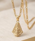 Cadena 4 *60cm + colgante virgen del rocío,acero 316L chapado oro 18k