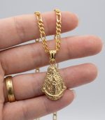 Cadena 4 *60cm + colgante virgen del rocío,acero 316L chapado oro 18k - Imagen 2