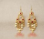 Pendientes Chandelier ROJO,9 cm acero 316L chapado oro 18k