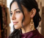 Pendientes Chandelier ROJO,9 cm acero 316L chapado oro 18k - Imagen 2