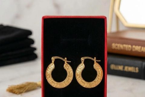 Argollas greca niña 2cm- acero 316L chapado oro 18k