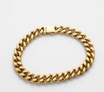Pulsera cubana 10mm -21 cm, acero 316L, chapado oro 18k