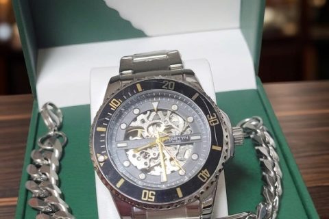 Reloj automático dial negro+esclava 12*21cm ,acero 316L